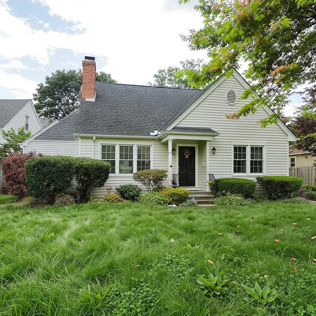 Before: overgrown lawn